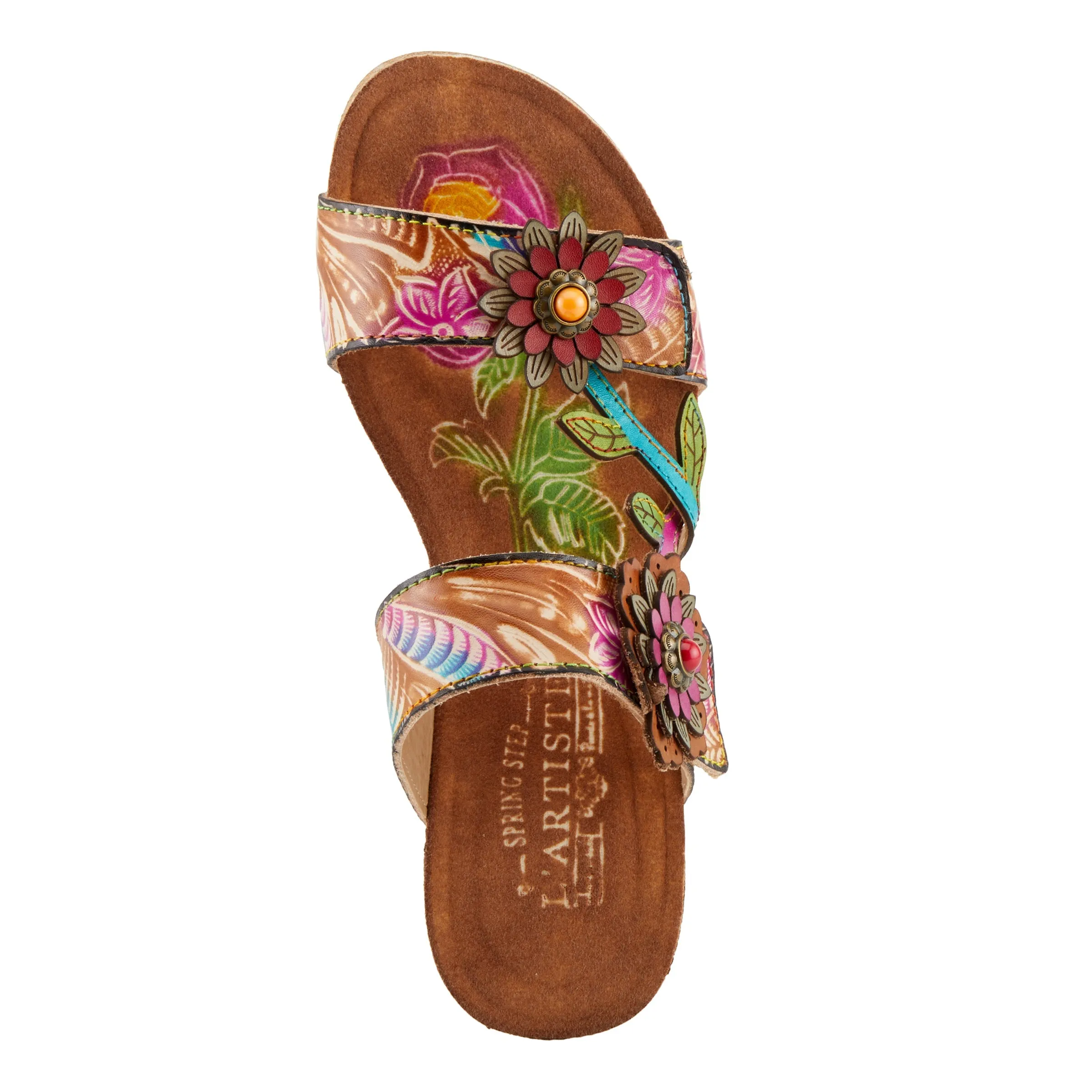 Spring Step Shoes  L'Artiste Moai Sandals Women's Floral Leather