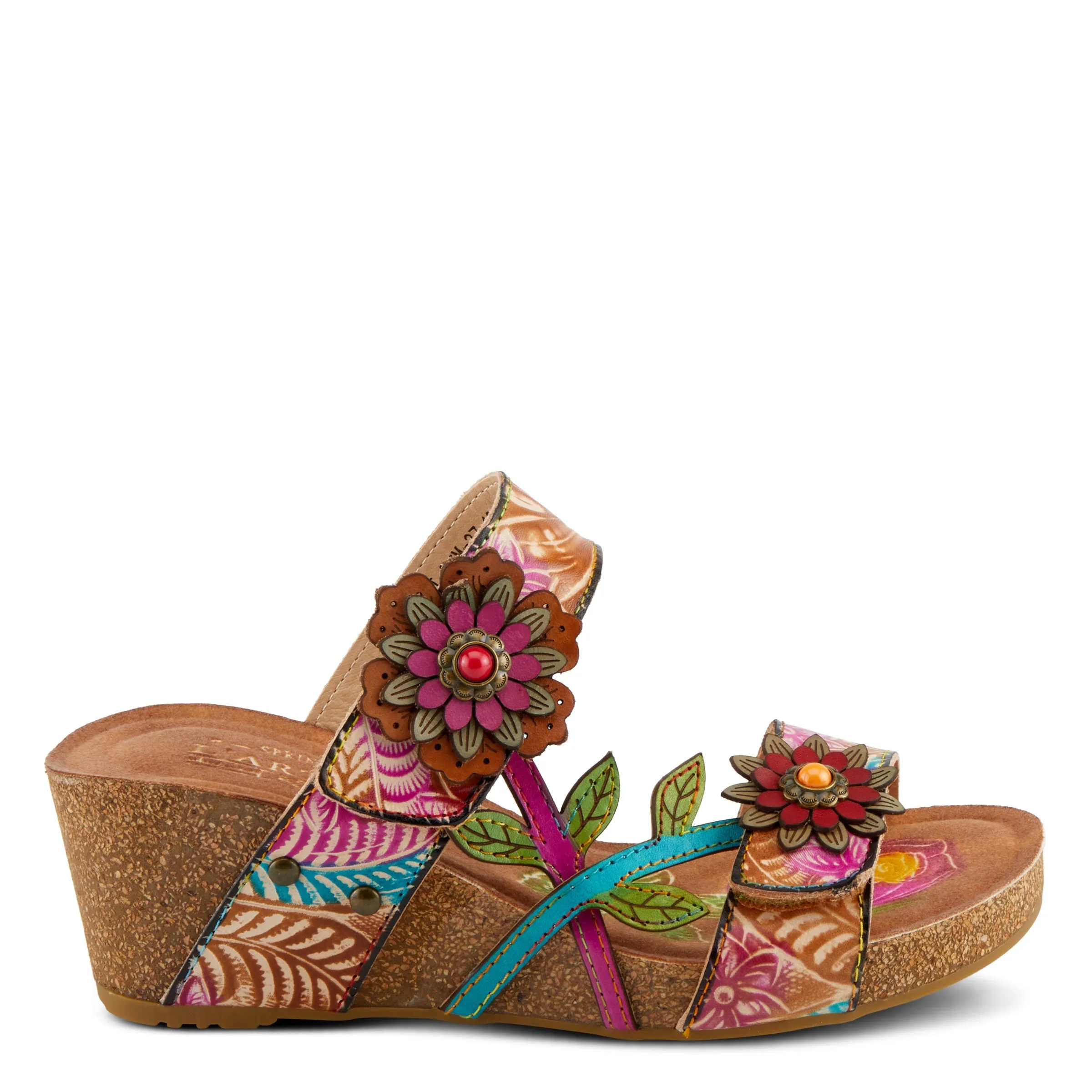Spring Step Shoes  L'Artiste Moai Sandals Women's Floral Leather