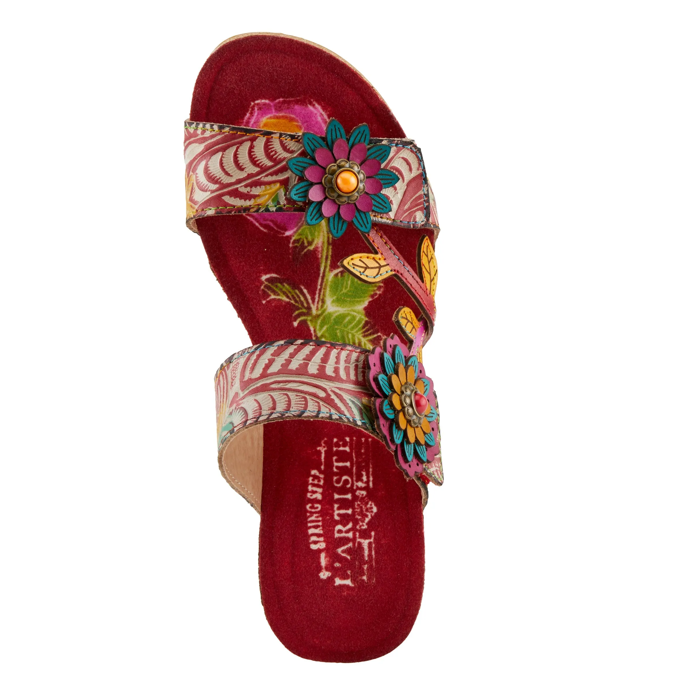 Spring Step Shoes  L'Artiste Moai Sandals Women's Floral Leather