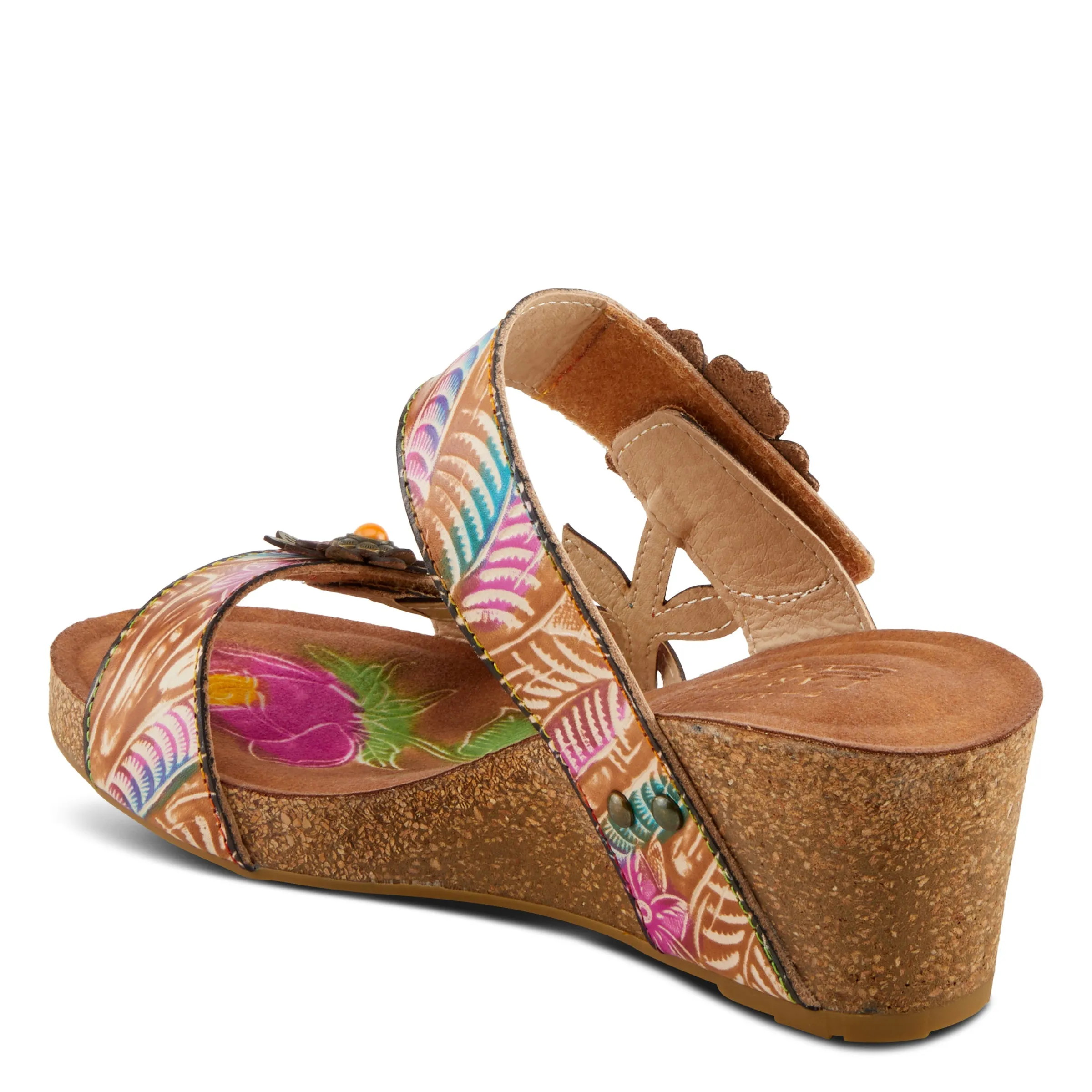 Spring Step Shoes  L'Artiste Moai Sandals Women's Floral Leather