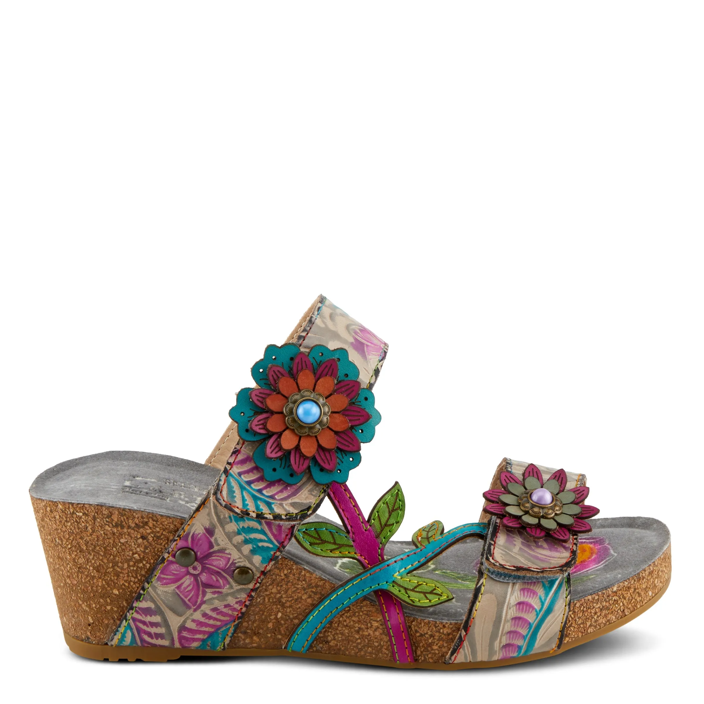 Spring Step Shoes  L'Artiste Moai Sandals Women's Floral Leather