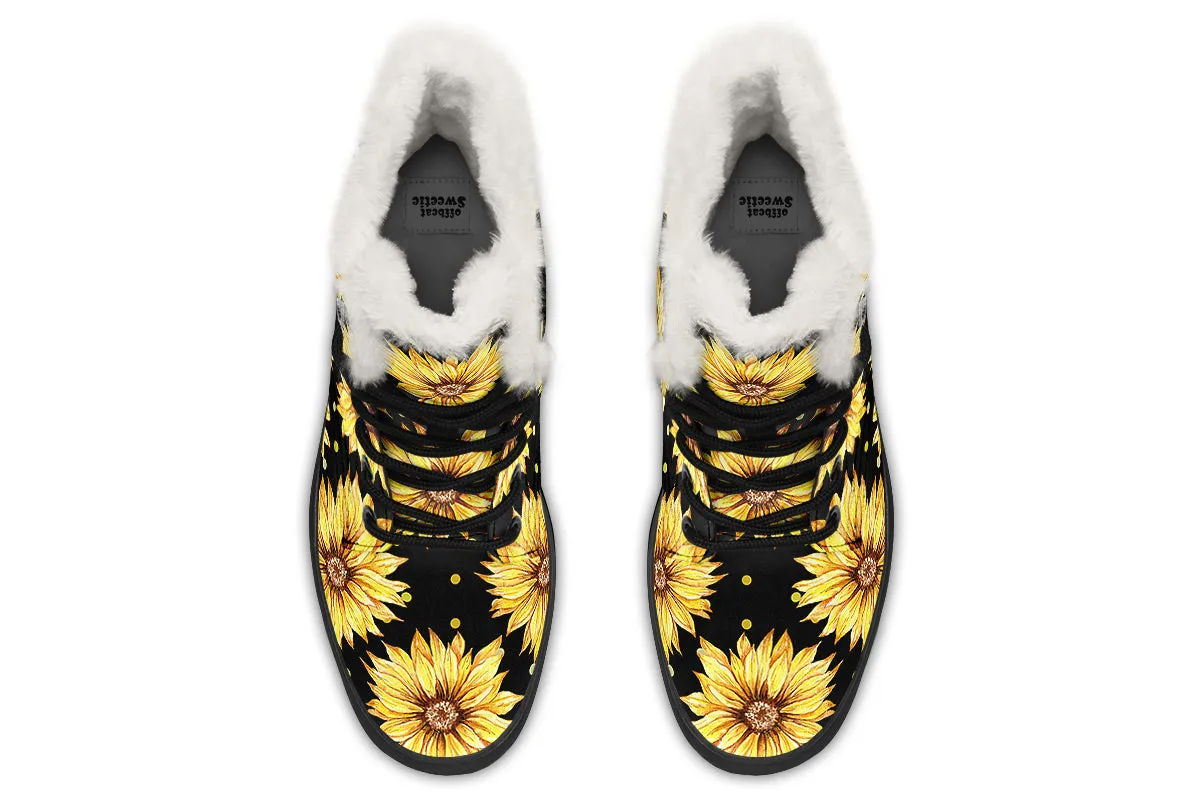 Sunflowers Faux Fur Boots