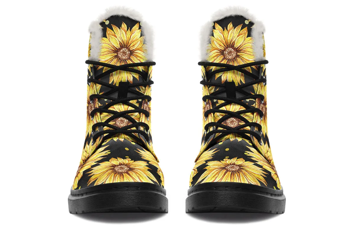 Sunflowers Faux Fur Boots