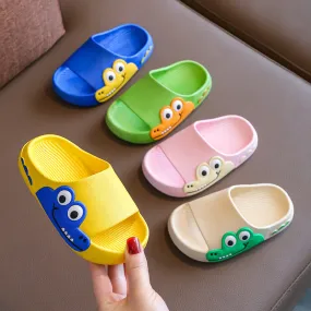 Wholesale Kids Cartoon Crocodile Non-slip Soft Sole Slippers