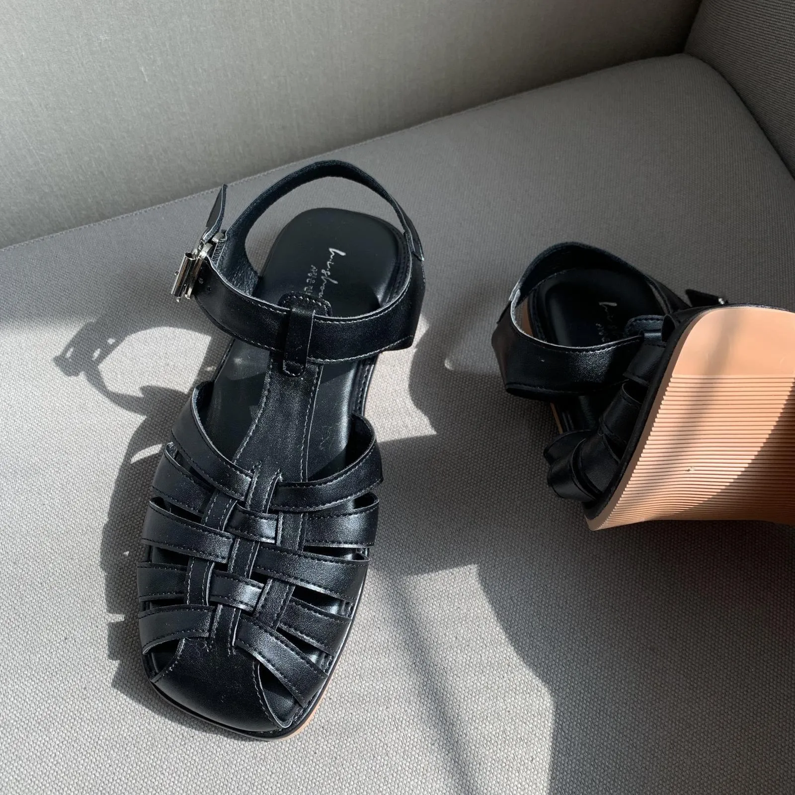 xiangtuibao  Retro Woman Shoes Clear Heels Closed Toe Sandals Shallow Mouth Suit Female Beige  Summer Breathable Original Comfort Girls L