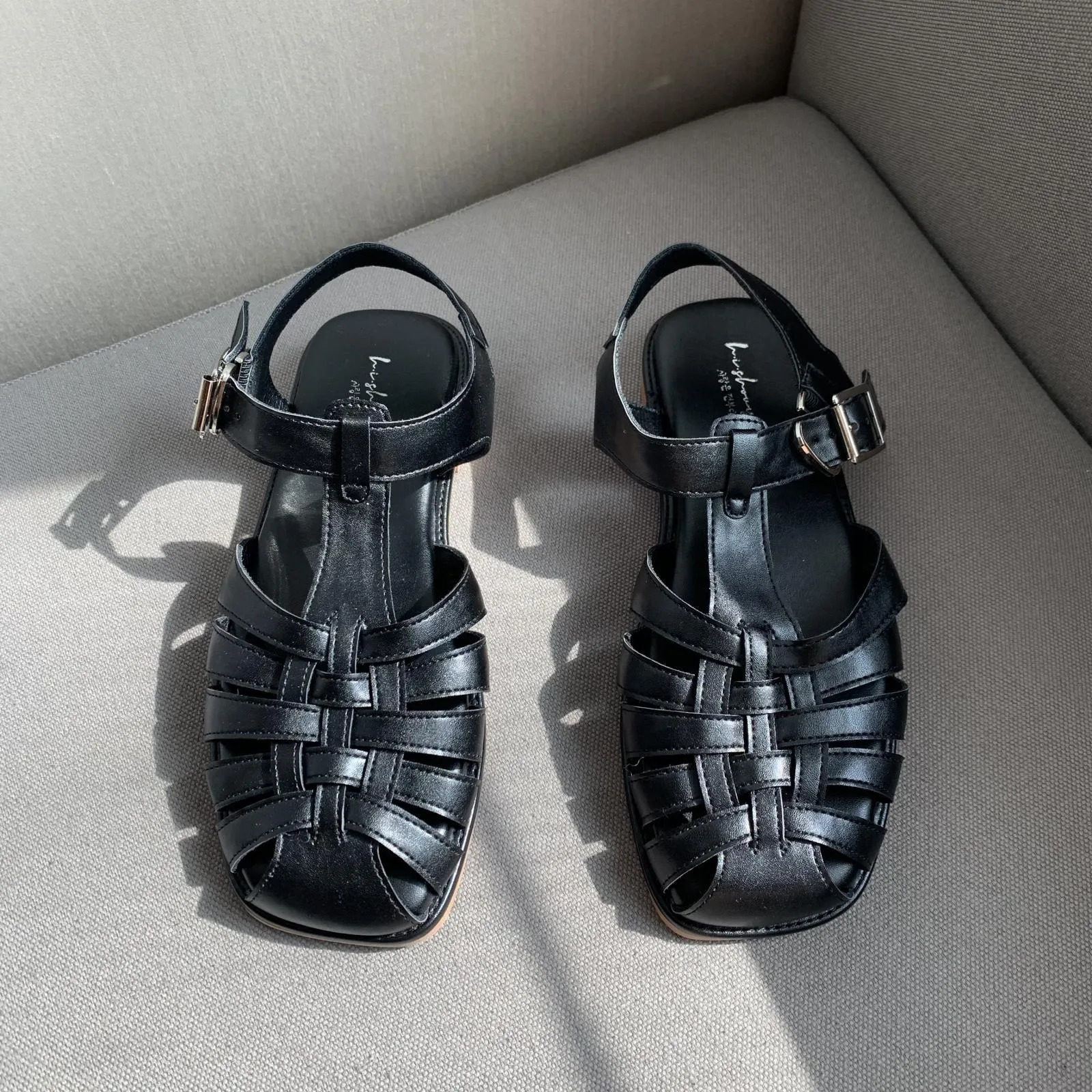 xiangtuibao  Retro Woman Shoes Clear Heels Closed Toe Sandals Shallow Mouth Suit Female Beige  Summer Breathable Original Comfort Girls L