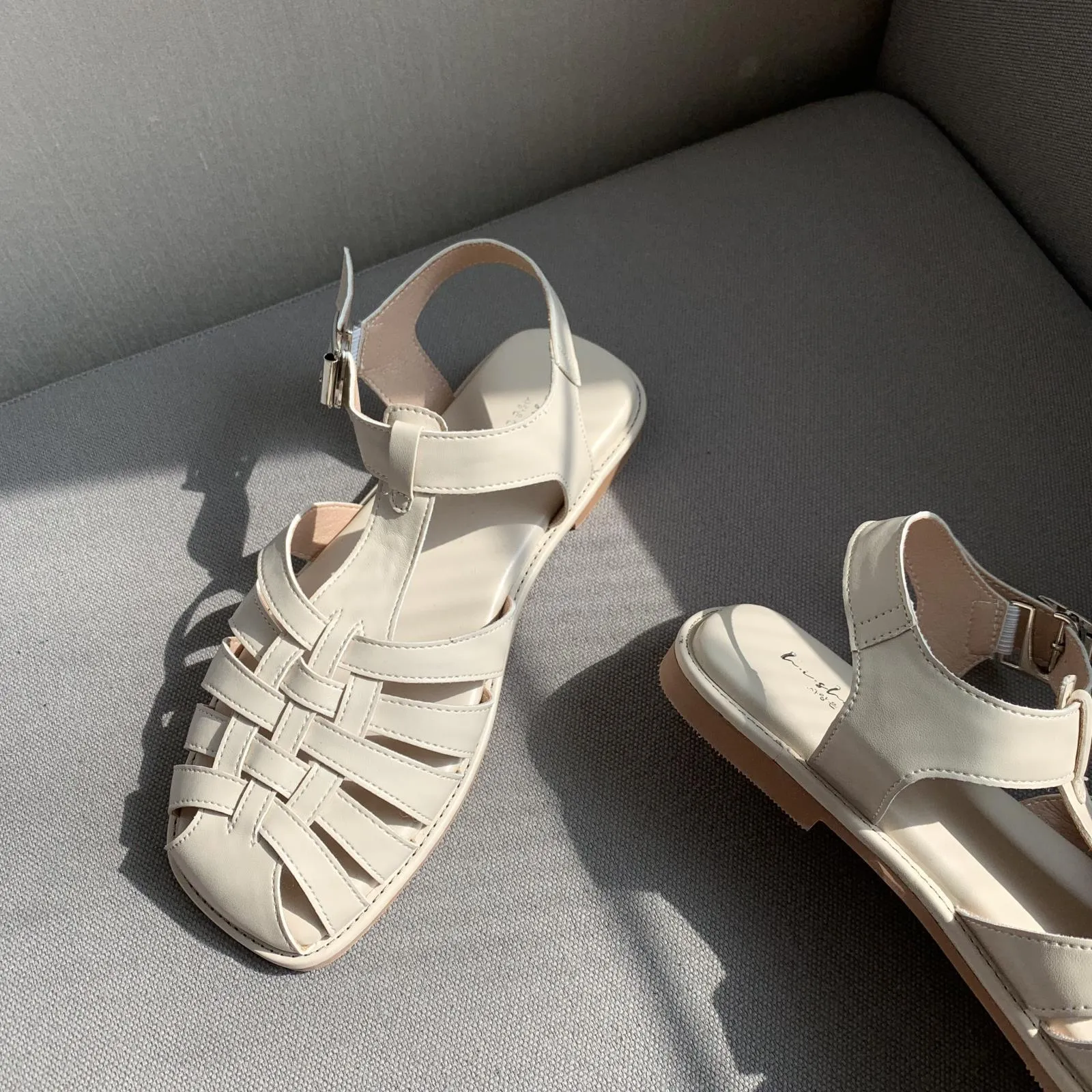 xiangtuibao  Retro Woman Shoes Clear Heels Closed Toe Sandals Shallow Mouth Suit Female Beige  Summer Breathable Original Comfort Girls L