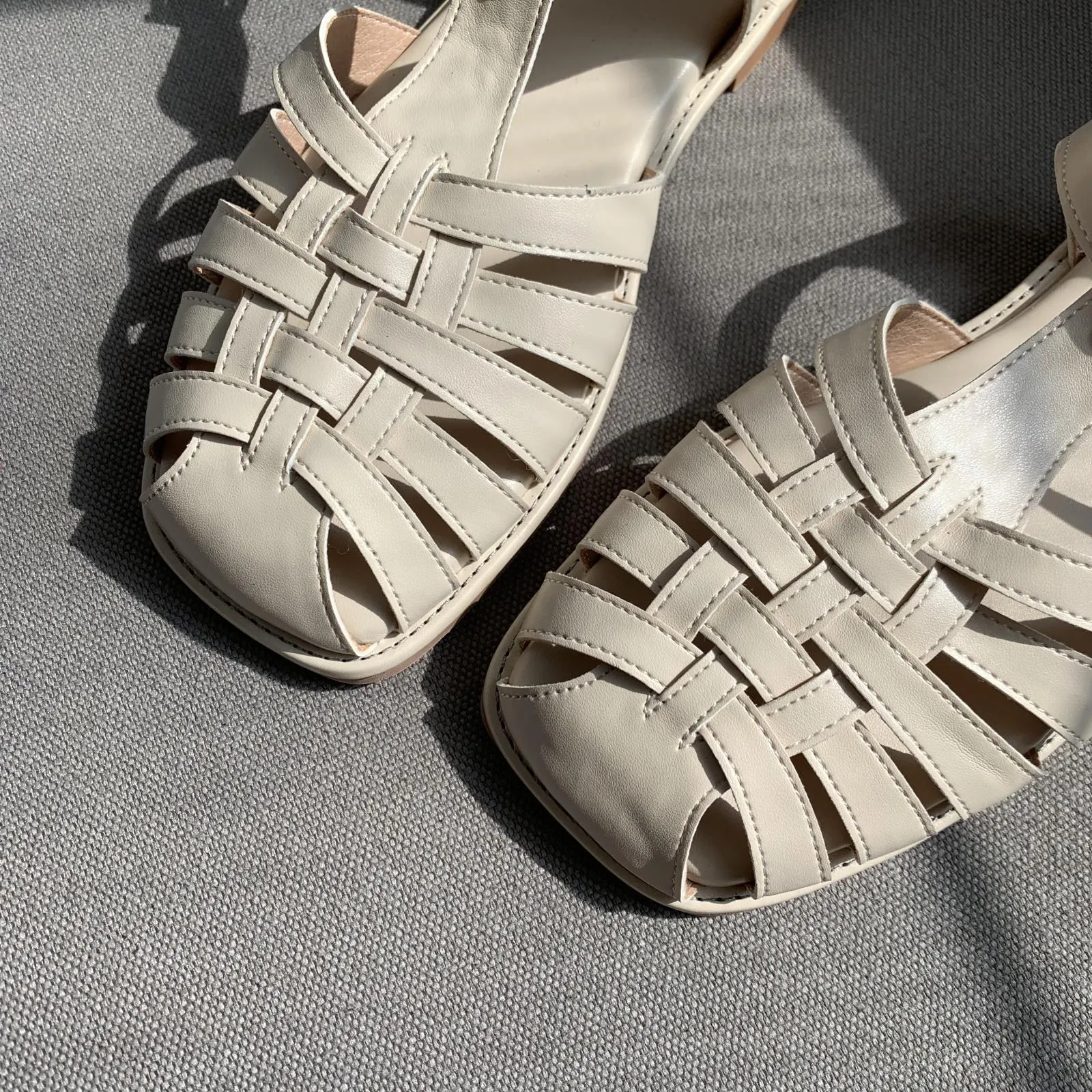 xiangtuibao  Retro Woman Shoes Clear Heels Closed Toe Sandals Shallow Mouth Suit Female Beige  Summer Breathable Original Comfort Girls L
